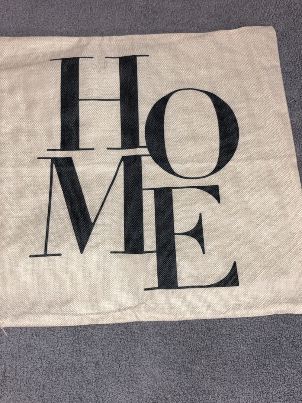 HOME Decorative Throw Pillow Cover in Cream with Black Lettering